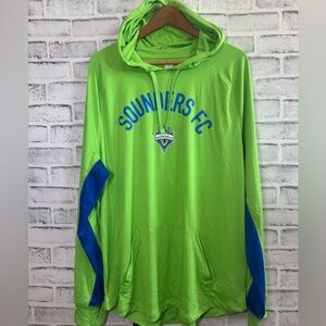 NWOT! Men’s MLS Seattle Sounders performance LS hooded lightweight pullover M